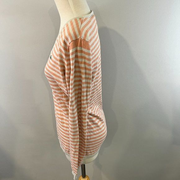 LACOSTE‎ Orange Cream Stripe V Neck Sweater (40) - Picture 4 of 8